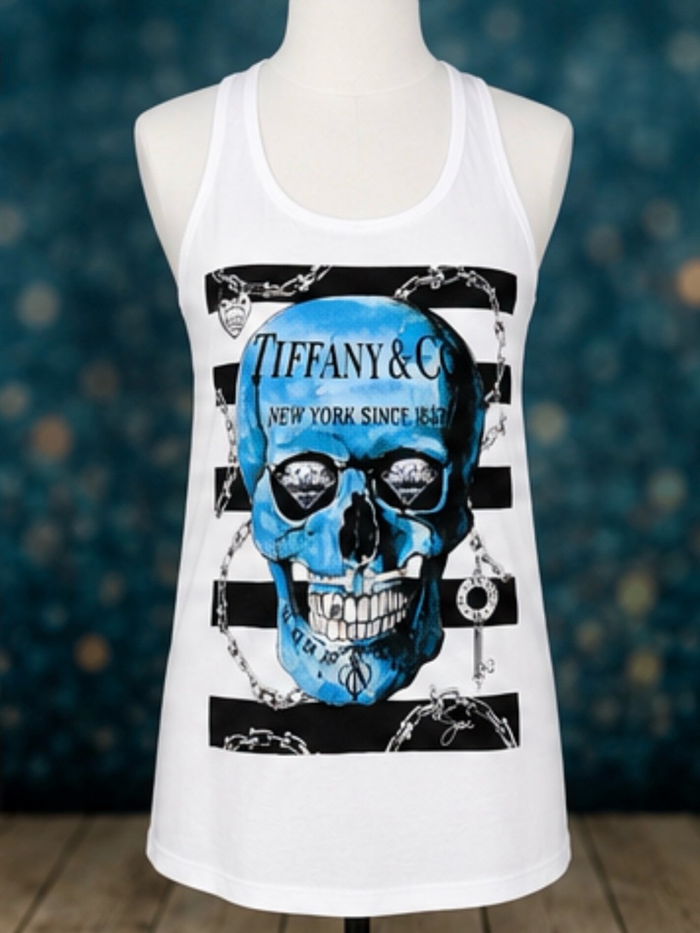 Diamonds Are Forever Skull Graphic Women's Racerback Fitted Tank-New without Tag